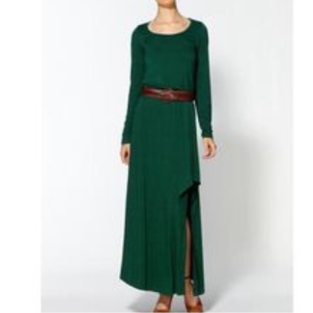 Drape slit maxi dress long sleeve